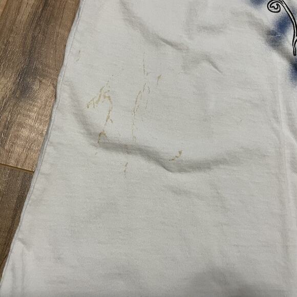 Affliction Signature Georges St Rush White T-Shirt Y2K Distressed Men 2XL STAINS - Picture 4 of 16